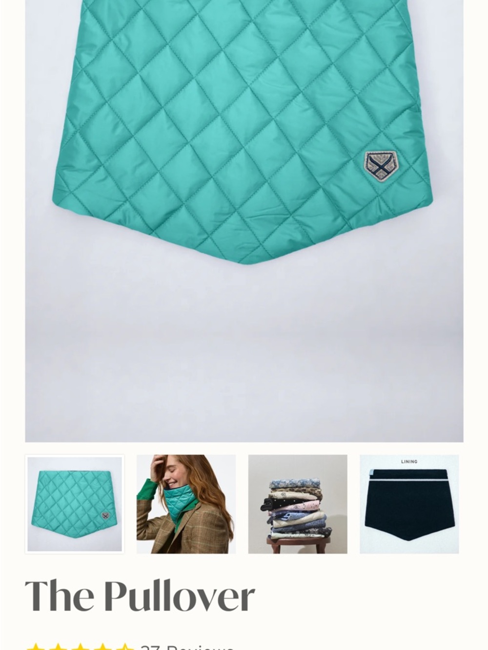 Primaloft Quilted Turquoise Neck Warmer - Women’s